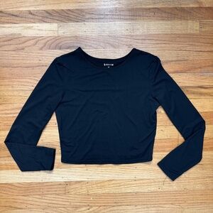 Shein black long sleeve crop top